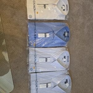 Damo Men's Dress Shirt Collection - White, Blue, Striped